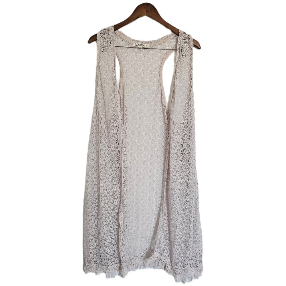 Crochet boho cream sleeveless kimono vest nwt size 3X